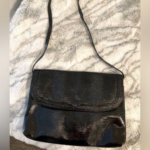 Faux leather large black envelope bag